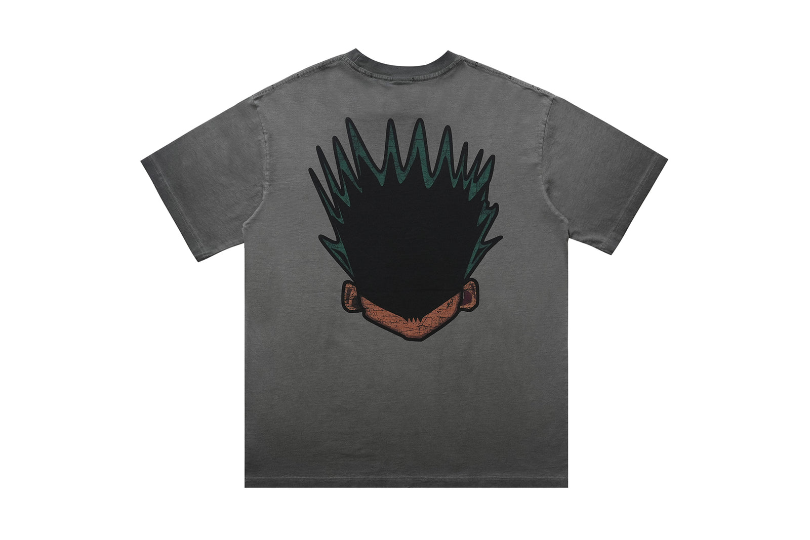 Angry boy t-shirt hunter cartoon tee retro anime top in grey