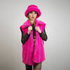 Neon pink jacket soft fleece rave coat bright festival bomber removable sleeves coat bright festival tracksuit bright burning man overcoat