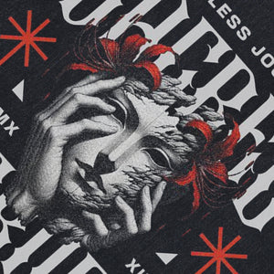 Gothic sculpture sleeveless t-shirt creepy cartoon vest 00s retro sacred slogan tank top in acid wash black