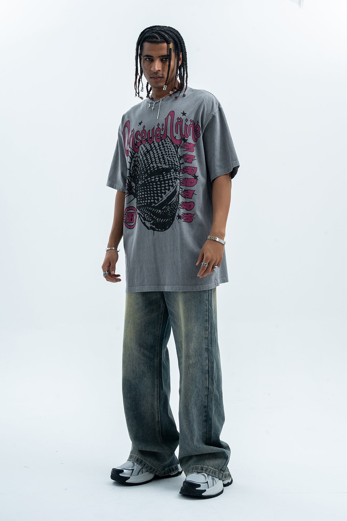 Arabic t-shirt hip-hop tee grunge rapper top in pink