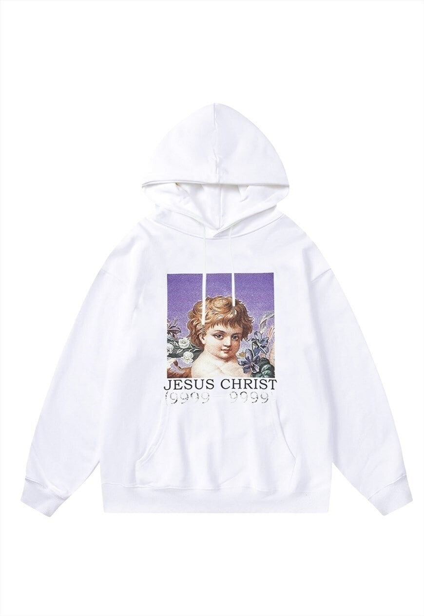 Jesus hoodie angel pullover premium grunge jumper in White