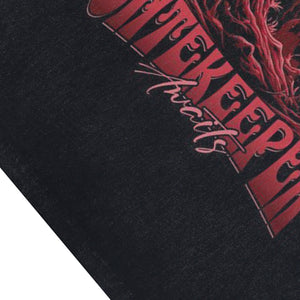 Creepy skeleton sleeveless t-shirt skull print surfer vest gate keeper slogan tank top in acid wash black