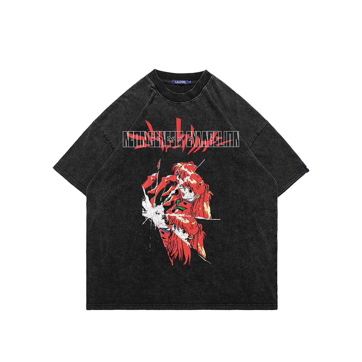 Anime t-shirt retro cartoon top Japanese tee in grey