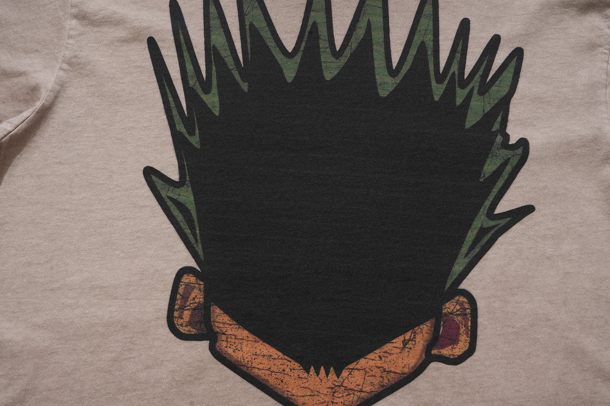 Angry boy t-shirt hunter cartoon tee retro anime top in grey