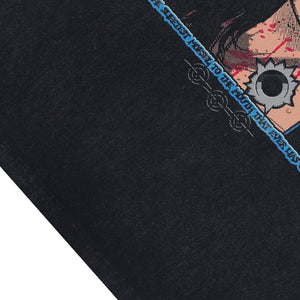 Revenge slogan sleeveless t-shirt vintage Japanese vest retro anime tank top in acid wash black