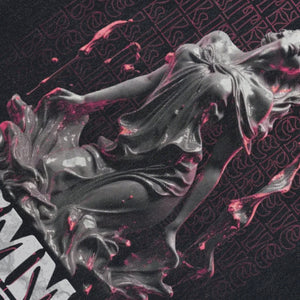 Femme fatale slogan sleeveless t-shirt gothic sculpture cartoon vest scary print tank top in acid wash black