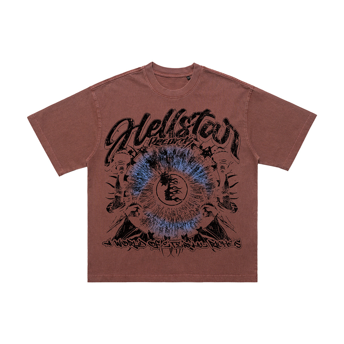 Psychedelic graffiti t-shirt hell slogan top grunge tee in black