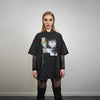 Graffiti heart t-shirt flame print tee cyberpunk top in grey