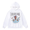 Rapper hoodie grunge pullover hip-hop top rave jumper white