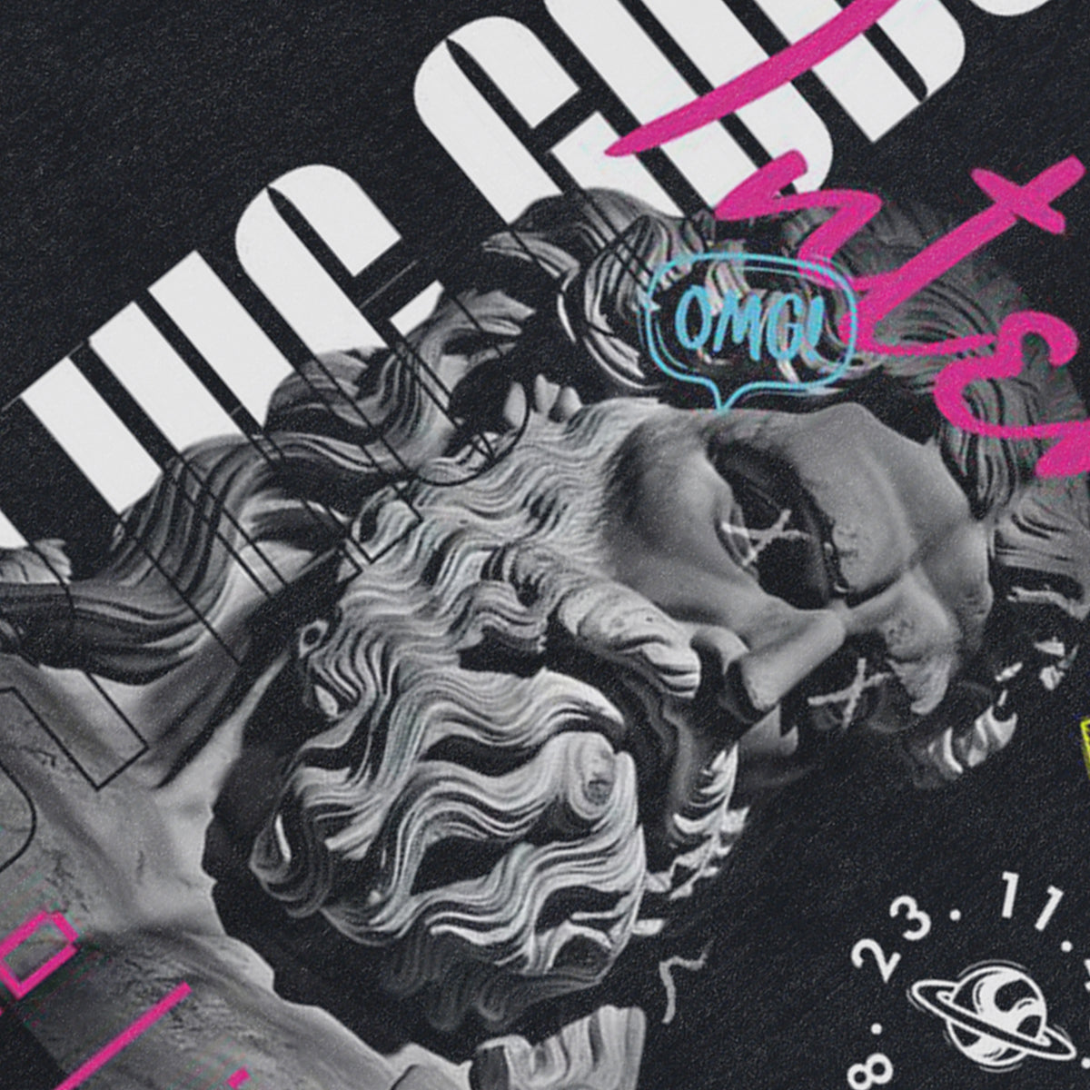 Greek god print sleeveless t-shirt retro poster surfer vest pop art tank top in acid wash black