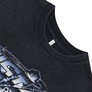 Cyberpunk sleeveless t-shirt vintage slogan vest hellstar tank top in acid wash black