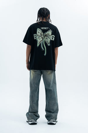 Money print t-shirt dollar sign tee hip-hop top rapper jumper white