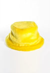 Festival faux fur bucket hat fluffy neon hat rave cap yellow