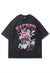 Anime t-shirt sacred slogan tee retro Japanese top in grey