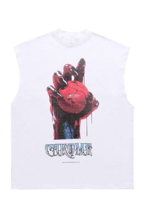 Bleeding hand sleeveless t-shirt retro tank top surfer vest