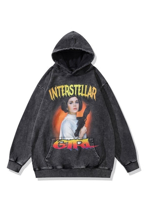 Star wars princess hoodie grunge pullover retro top in grey