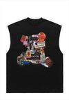 Teddy tank top surfer vest retro bear sleeveless t-shirt