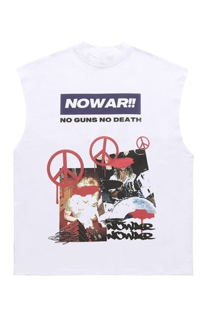 No war sleeveless t-shirt retro peace tank top surfer vest