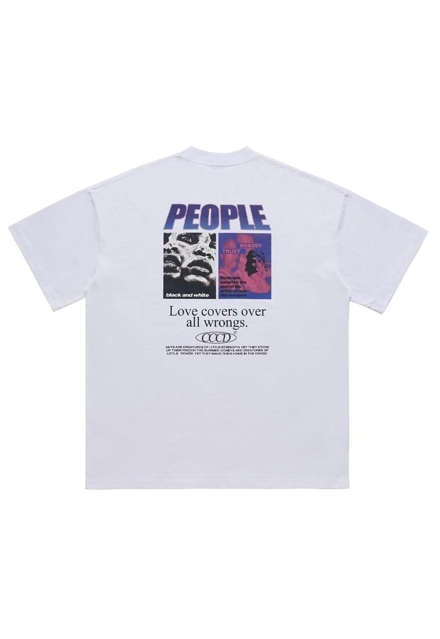 Grunge poster t-shirt retro punk tee utility top in white