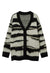 Fluffy striped cardigan fuzzy zebra jumper knitted top grey