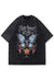 Butterfly print t-shirt floral tee retro pattern top in grey