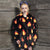 Flame print coat burning fire fleece trench luxury festival jacket fluffy grunge bomber in black orange