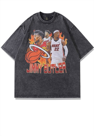 Jimmy Butler t-shirt sports tee retro basketball top in grey