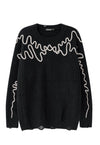 Cable sweater distressed jumper retro textured top in black