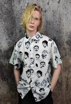 Retro celebrity shirt famous print short sleeve top in white