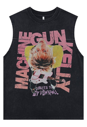 MGK tank top surfer vest retro sleeveless Machine Gun tshirt