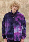 Reversible fleece jacket detachable handmade Tie-dye bomber