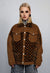 Checked velvet jacket SKA fleece patch bomber in brown