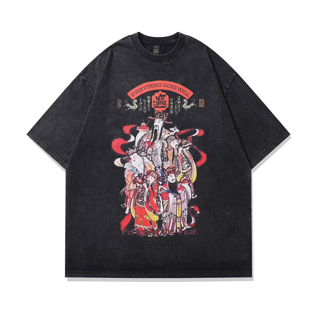 Vintage Japanese cartoon t-shirt retro anime tee dynasty top in vintage grey