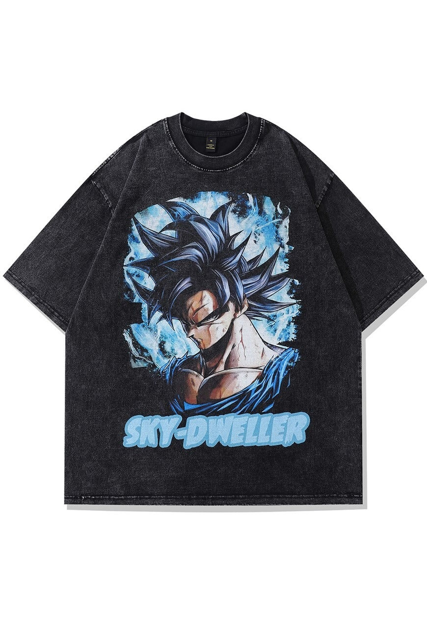 Sun Goku t-shirt Dragon ball Z tee retro Japanese top grey