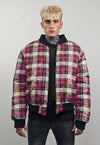 Check varsity jacket red flame print reversible 4in1 bomber