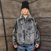 Faux fur aviator jacket handmade snake fleece bomber grey