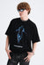 Cyber woman t-shirt Y2K print tee retro futuristic top black