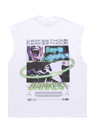 Cyber punk sleeveless t-shirt grunge tank top surfer vest