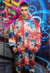 Tie-dye pastel jacket handmade paisley windbreaker in red