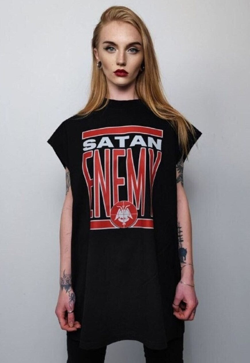 Satan sleeveless t-shirt tank top surfer vest vintage wash sample sale 3 for 2