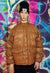 Faux leather bomber jacket retro quilted bomber solid brown