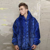 Snake fleece jacket detachable handmade python bomber blue