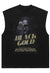 Gold slogan tank top surfer vest retro sleeveless t-shirt