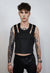 Cropped tank top elastic double layer short raver vest black