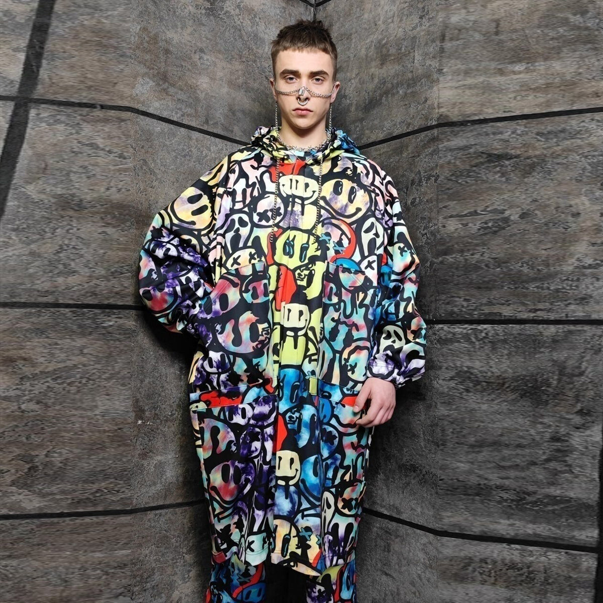 Emoji bright jacket handmade festival windbreaker in purple