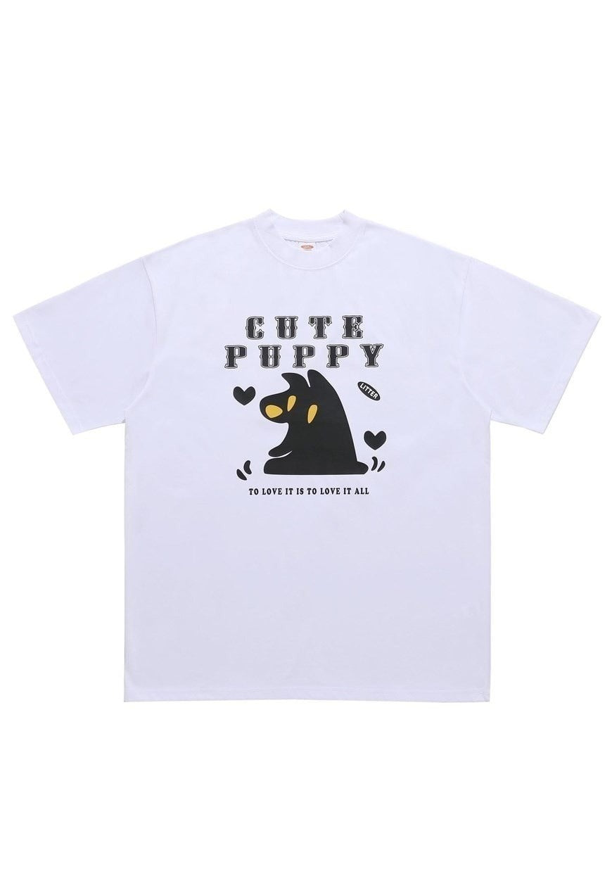 Puppy slogan t-shirt monster print tee grunge top in white