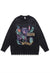 Anime sweater spooky jumper ripped knitted Kawaii top black