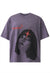 Goth girl t-shirt female print tee grunge punk top in purple