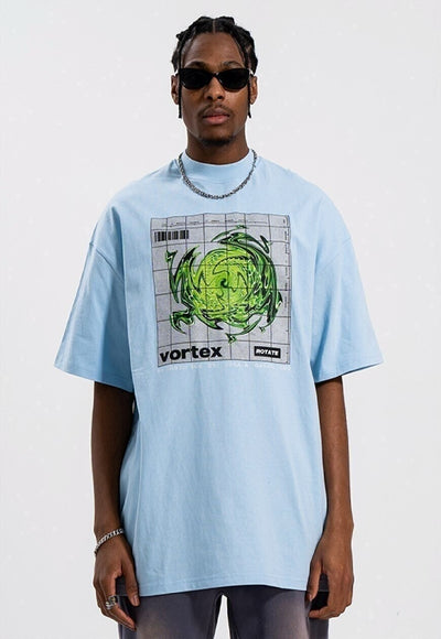 Vortex t-shirt science geek tee retro raver top pastel blue