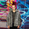 Leopard fleece hooded jacket handmade animal print bomber